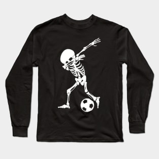 Dabbing Skeleton Soccer Shirt - Funny Halloween Dab Long Sleeve T-Shirt